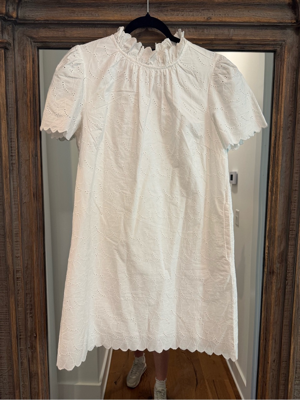 Free Assembly White Eyelet Ruffle Neck Dress